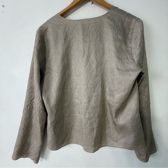 Eileen Fisher Light Tan Blazer Blouse 100% Silk with silk lining - Picture 7 of 13